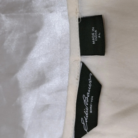 EDDIE BAUER 3/4 SLEEVE TIE NECK IVORY BLOUSE 100% COTTON SHIRT EMBROIDERY TOP LP - Picture 8 of 8